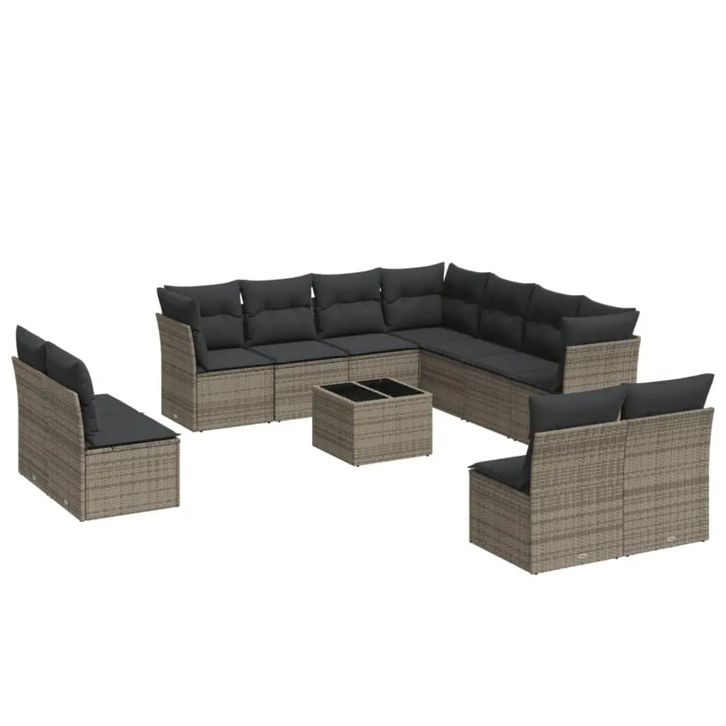 12 Piece Grey Poly Rattan Sofa Set