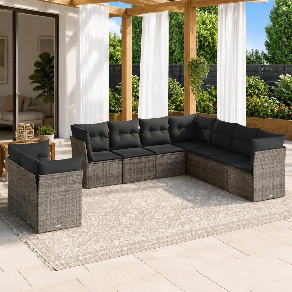 Garden Sofa Set 9 Piece Outdoor Furniture Patio Sectional Grey