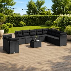 Comfort and Practicality: 11-Piece Black Sofa Set