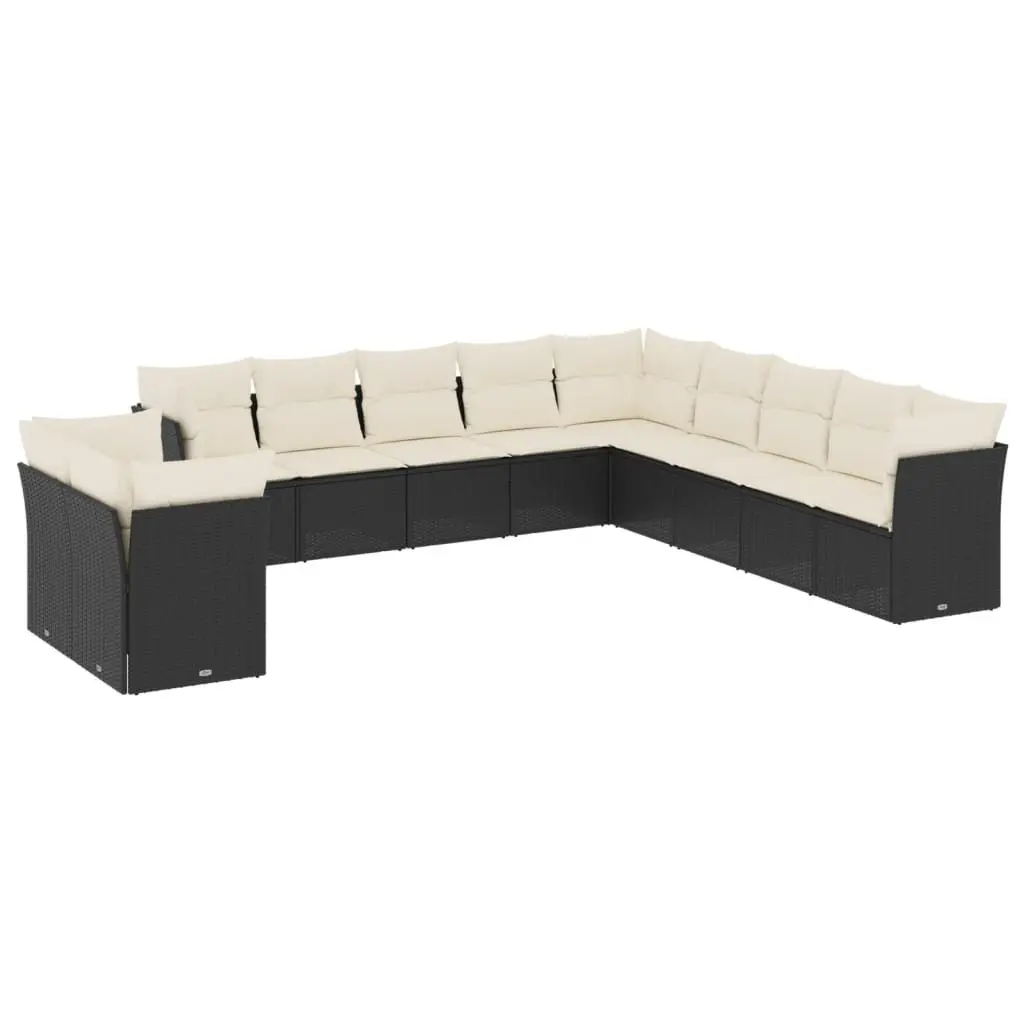 Garden Sofa Set 11 Piece Outdoor Furniture Patio Seating Black with Cushions