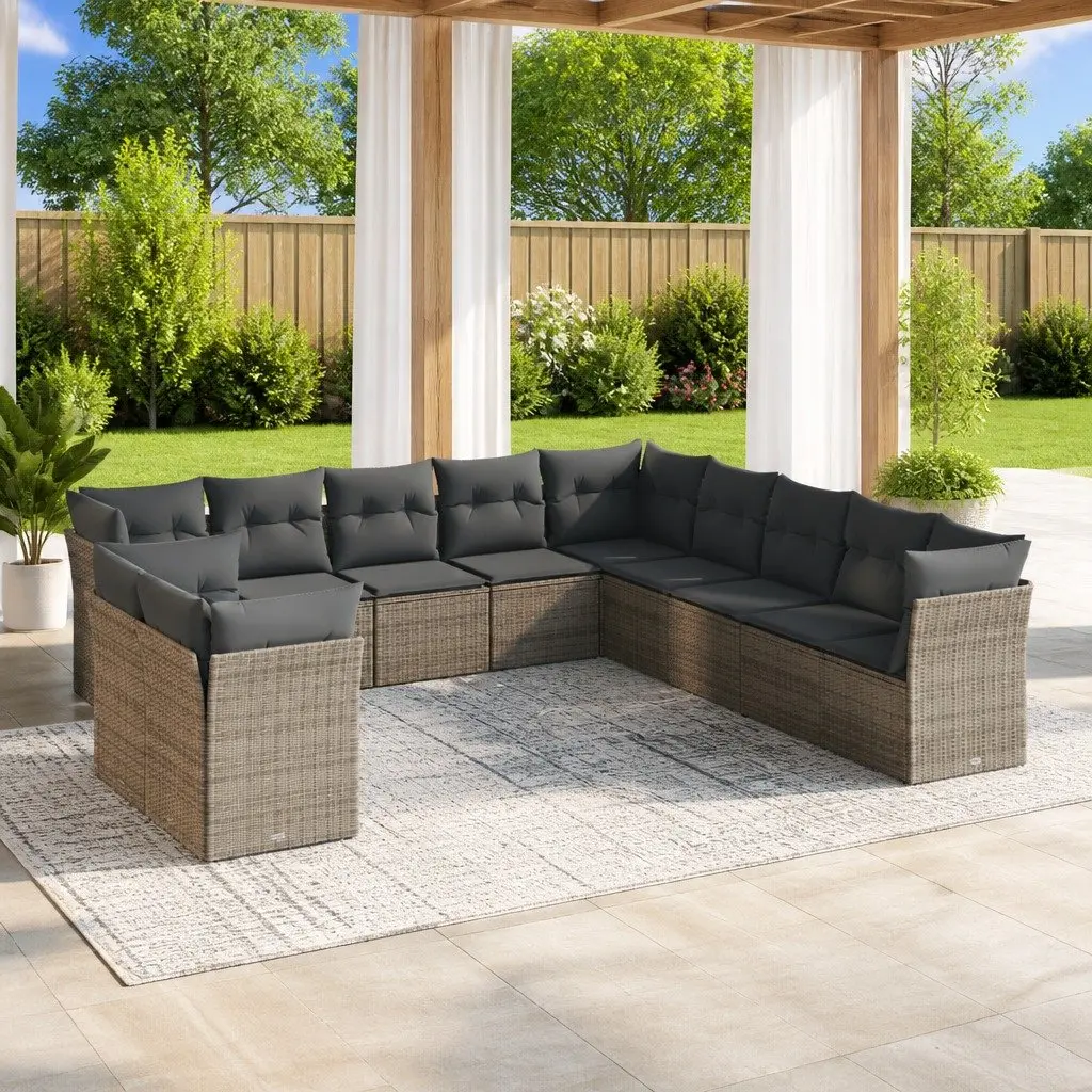 Garden Sofa Set 11 Piece Grey Outdoor Furniture Modular Patio