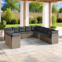 Comfortable 11 Piece Modular Grey Garden Sofa Set for Relaxation