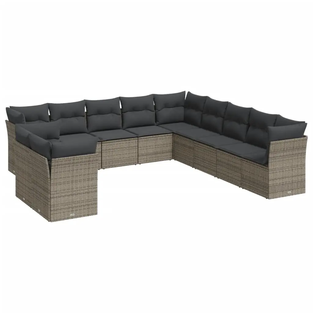 Garden Sofa Set 11 Piece Grey Outdoor Furniture Modular Patio