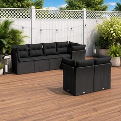 Comfortable and Practical 7 Piece Black Garden Sofa Set