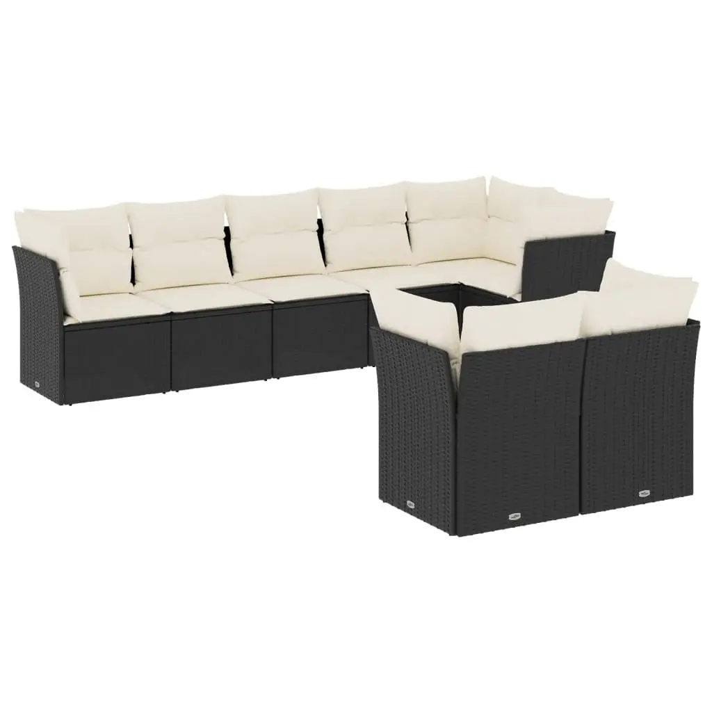 Garden Sofa Set Outdoor Seating 8 Piece Black with Cushions