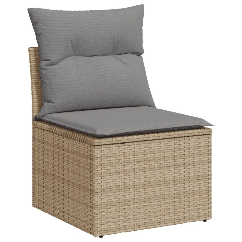 Garden Sofa Set 8 Piece Outdoor Furniture Modular Patio Beige Poly Rattan with Cushions
