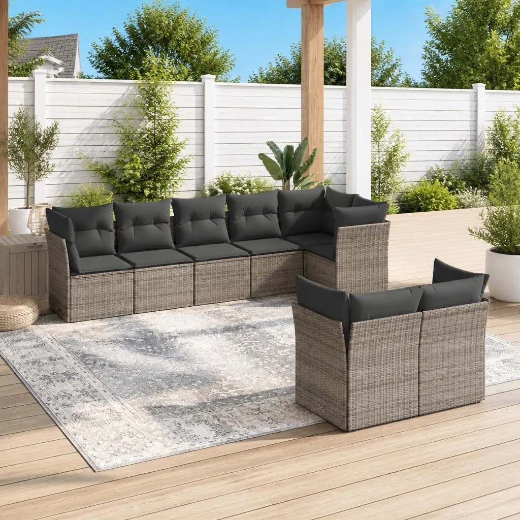 Garden Sofa Set 8 Piece Outdoor Furniture Modular Patio Seating Grey