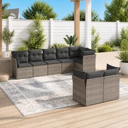 Comfortable 8-Piece Garden Sofa Set with Grey Cushions