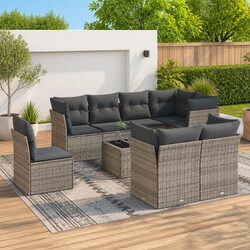 Comfortable and Reliable 9 Piece Grey Sofa Set