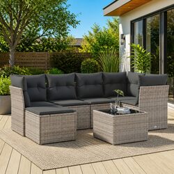 Comfortable 7-Piece Grey Sofa Set for Outdoor Relaxation