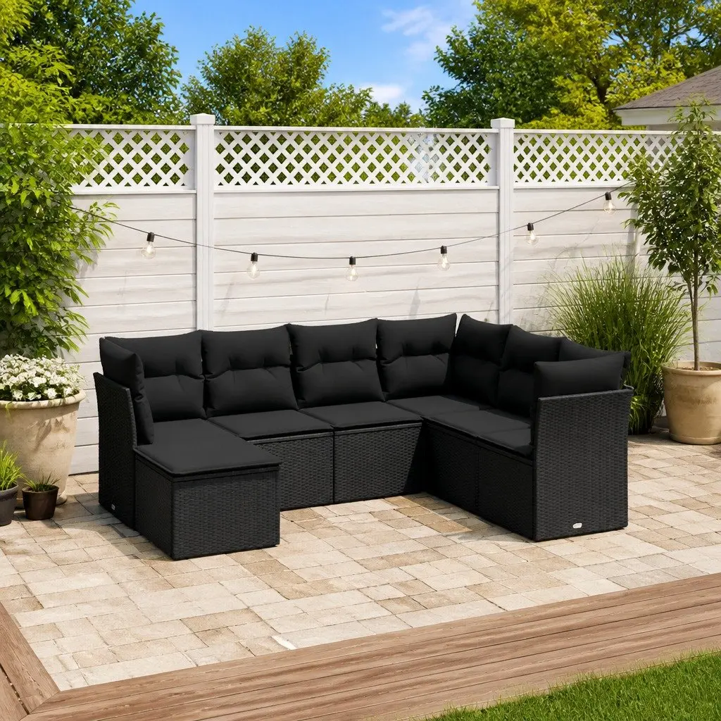 7 Piece Garden Sofa Set Modular Outdoor Patio Furniture Black
