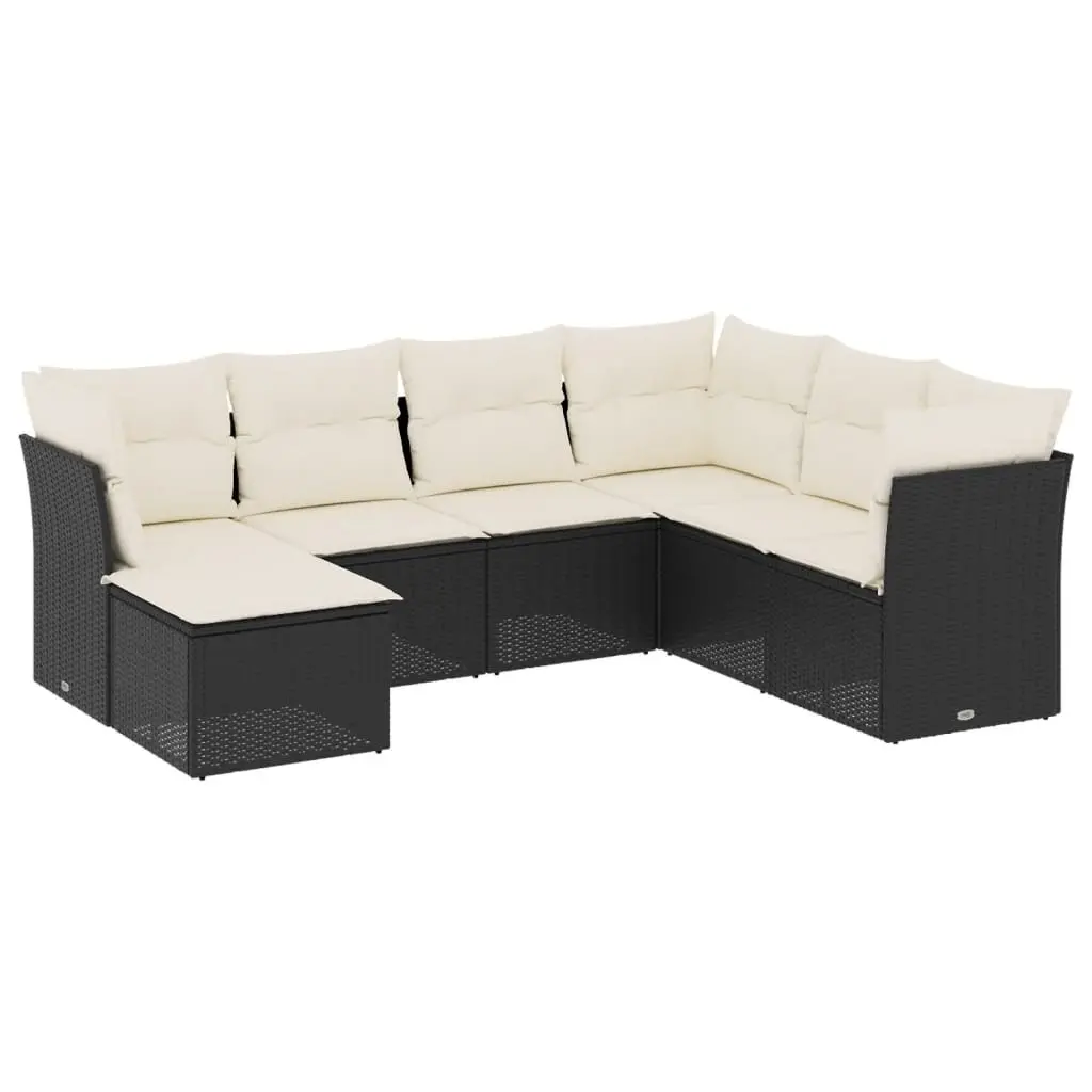 Garden Sofa Set 7 Piece Outdoor Furniture Patio Lounge Black Poly Rattan