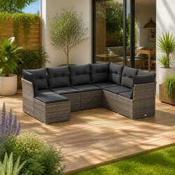 Practical 7 Piece Outdoor Sofa Set with Cushions