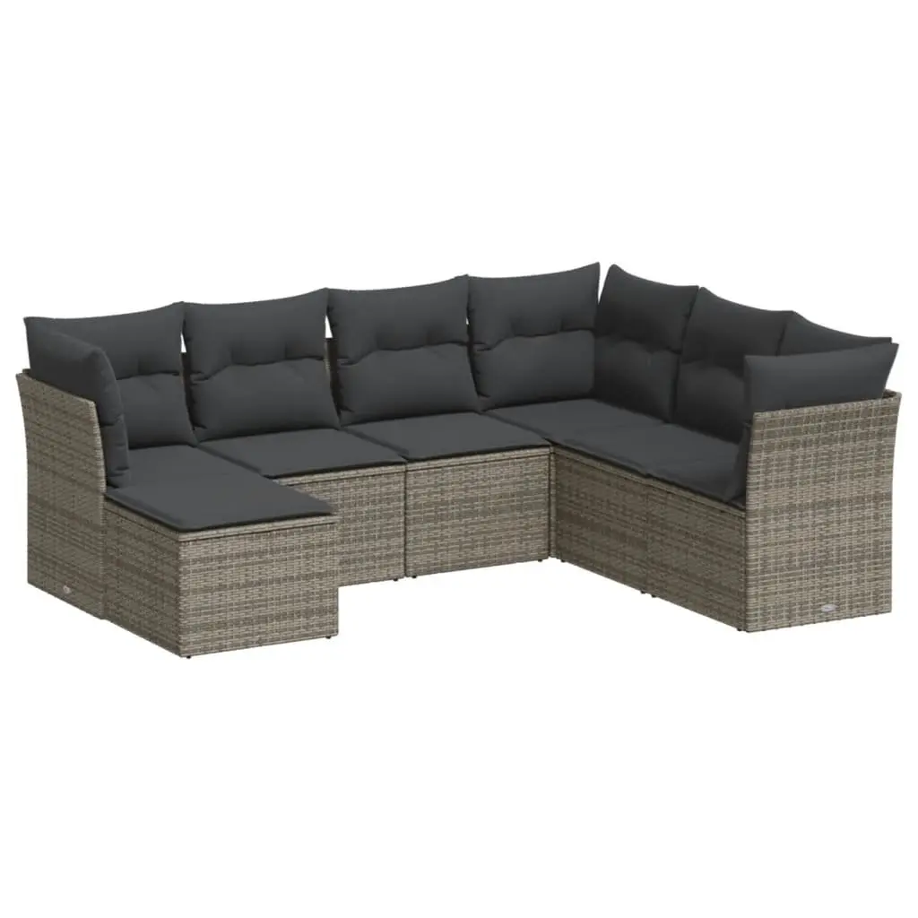 7 Piece Garden Sofa Set Grey Outdoor Modular Lounge Furniture