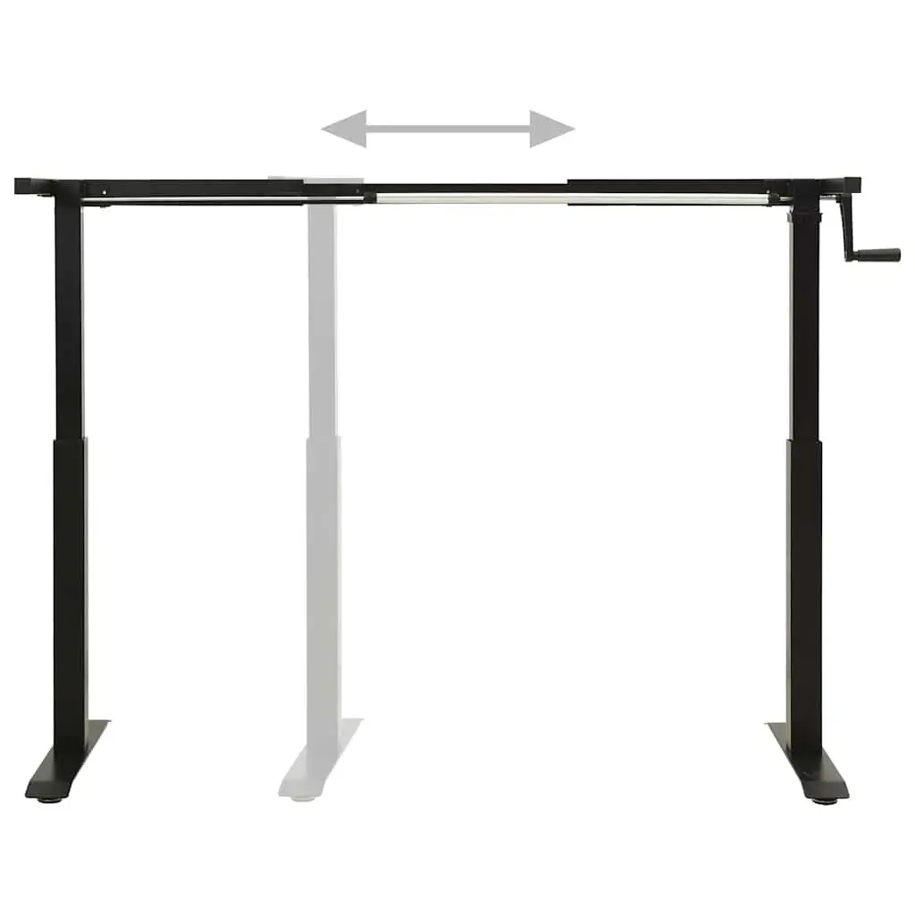 Manual Adjustable Desk Frame Sit Stand Black Hand Crank 71 to 113 cm Height 102 to 160 cm Width