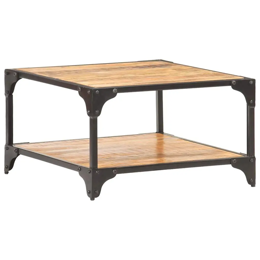 Coffee Table Storage Shelf 60x60x35 cm Solid Mango Wood Brown