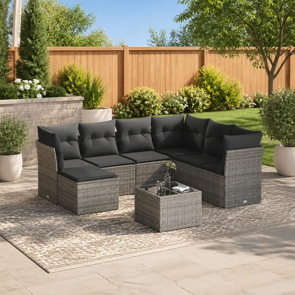 Grey 8 Piece Garden Sofa Set for Outdoors
