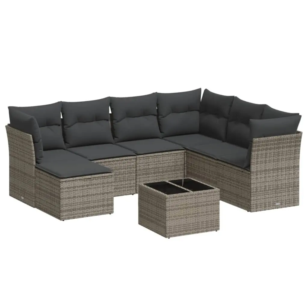 Grey 8 Piece Garden Sofa Set for Outdoors