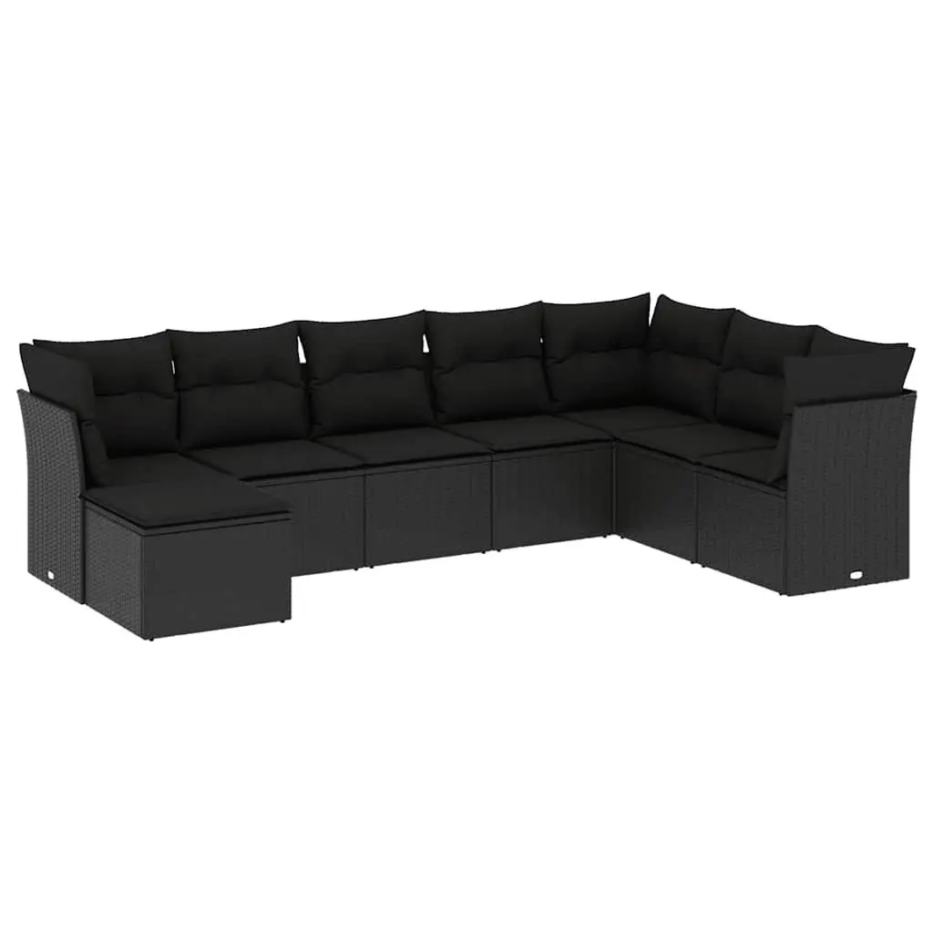 Garden Sofa Set 8 Piece Outdoor Furniture Modular Black Rattan Cushions