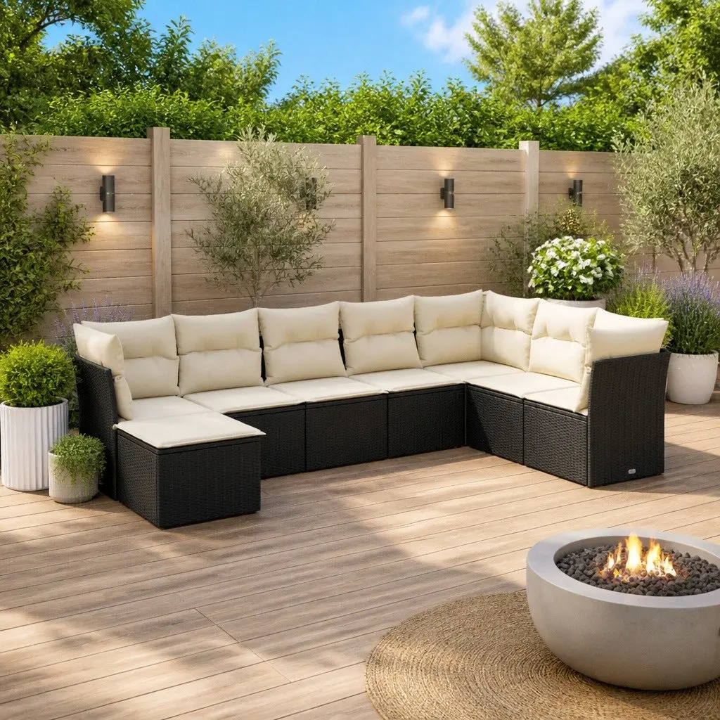 Garden Sofa Set Outdoor Furniture 8 Piece Patio Seating Black
