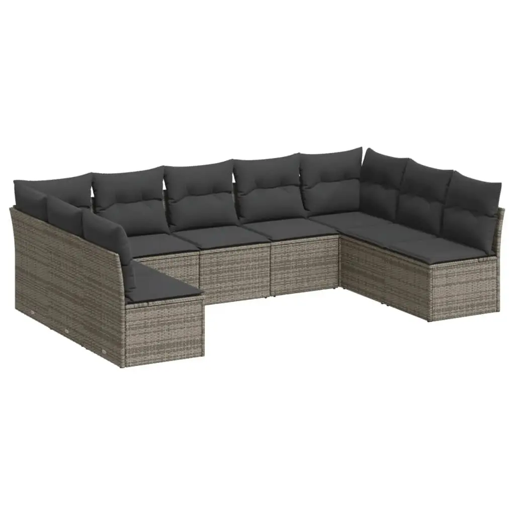 Garden Sofa Set 9 Piece Outdoor Furniture Modular Patio Lounge Grey PE Rattan