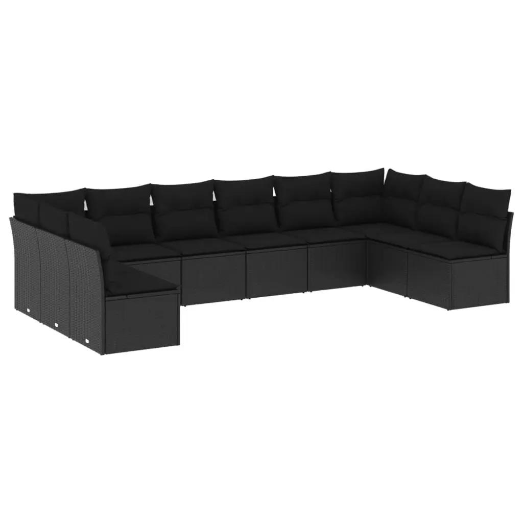 ModularPatioSofaSetBlackPErattan10PieceOutdoorFurniturewithCushions
