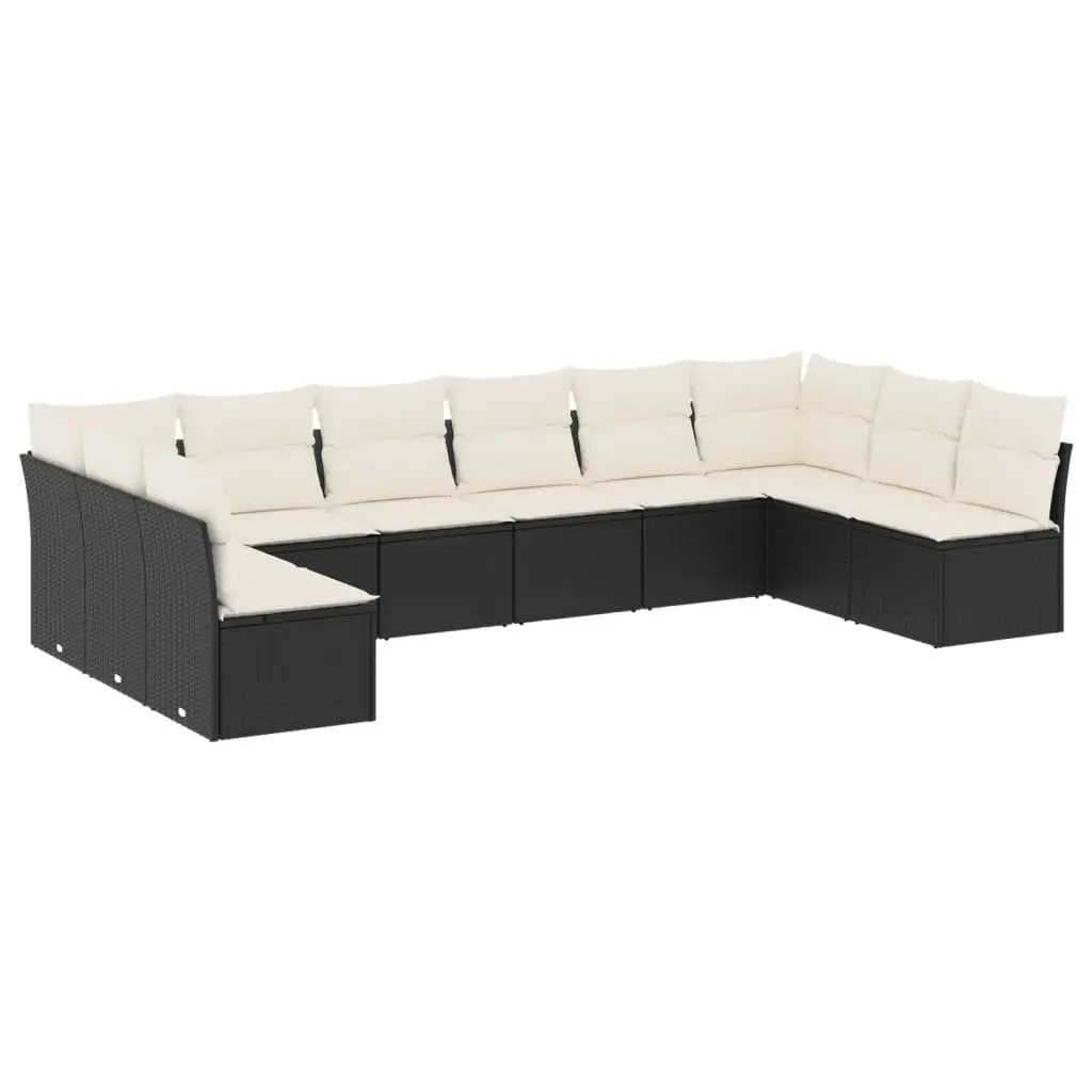Garden Sofa Set 10 Piece Outdoor Furniture Patio Black Rattan Modular Sectional