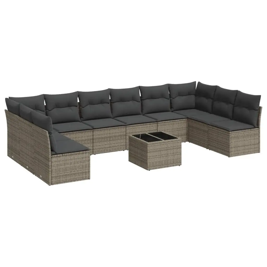 Garden Sofa Set 11 Piece Outdoor Furniture Modular Grey Poly Rattan Patio Lounge