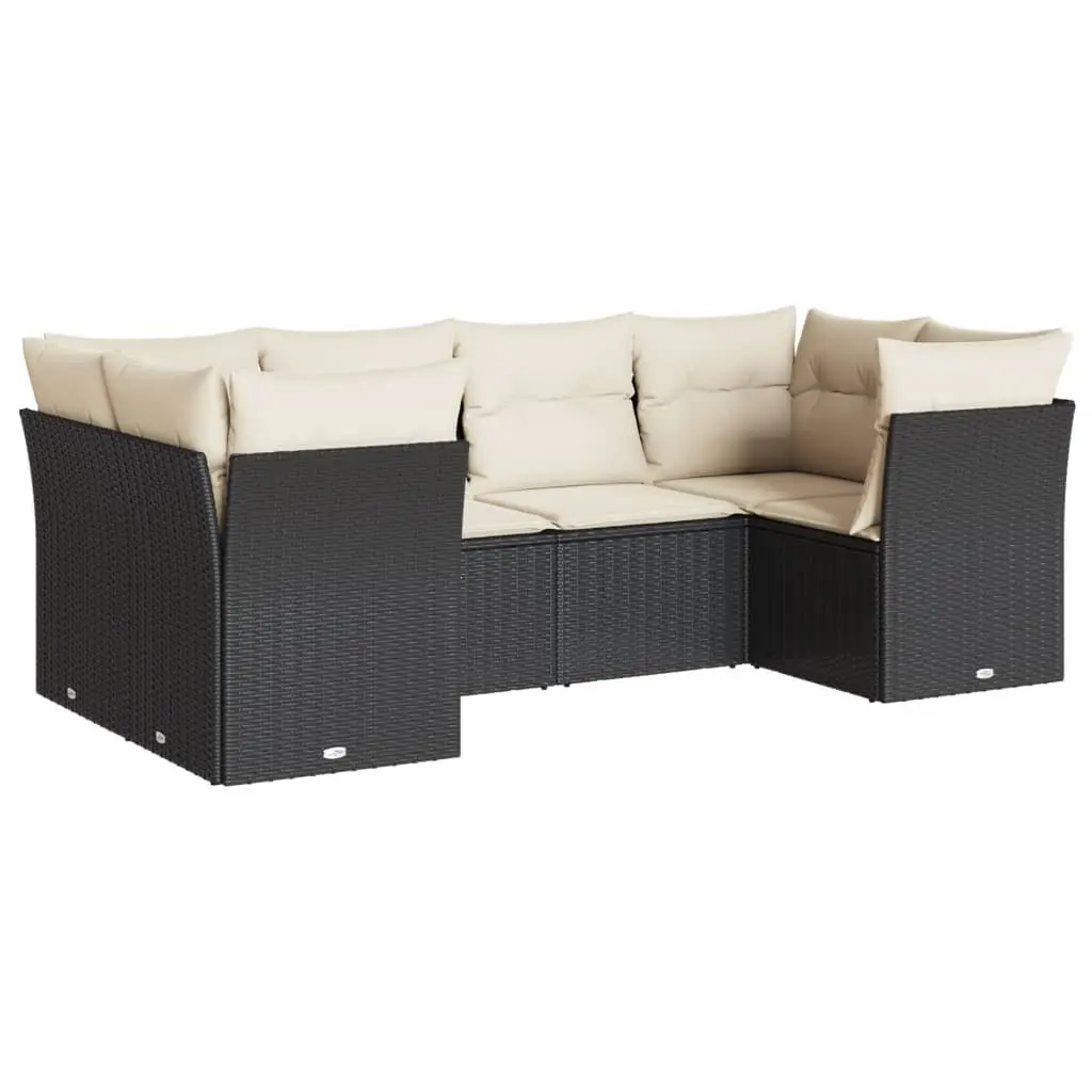Garden Sofa Set Outdoor Furniture 6 Piece Modular Black Poly Rattan Patio Lounge