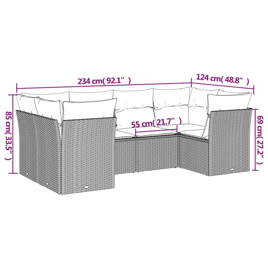 Garden Sofa Set Outdoor Furniture 6 Piece Modular Beige with Cushions