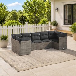 Comfortable 7 Piece Grey Garden Sofa Set