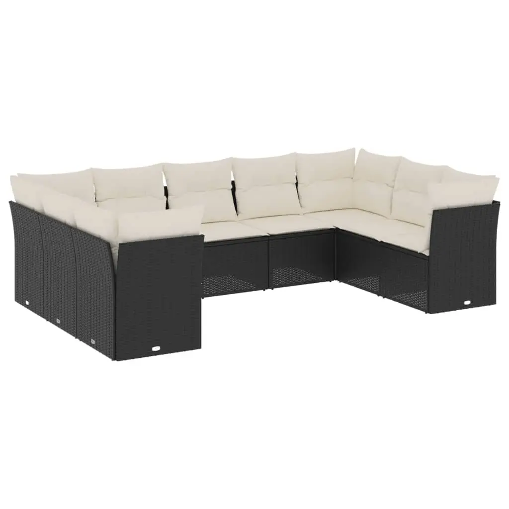Garden Sofa Set 9 Piece Outdoor Furniture Patio Sectional Black Poly Rattan