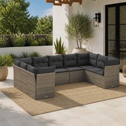 Comfortable 9 Piece Outdoor Garden Sofa Set in Grey