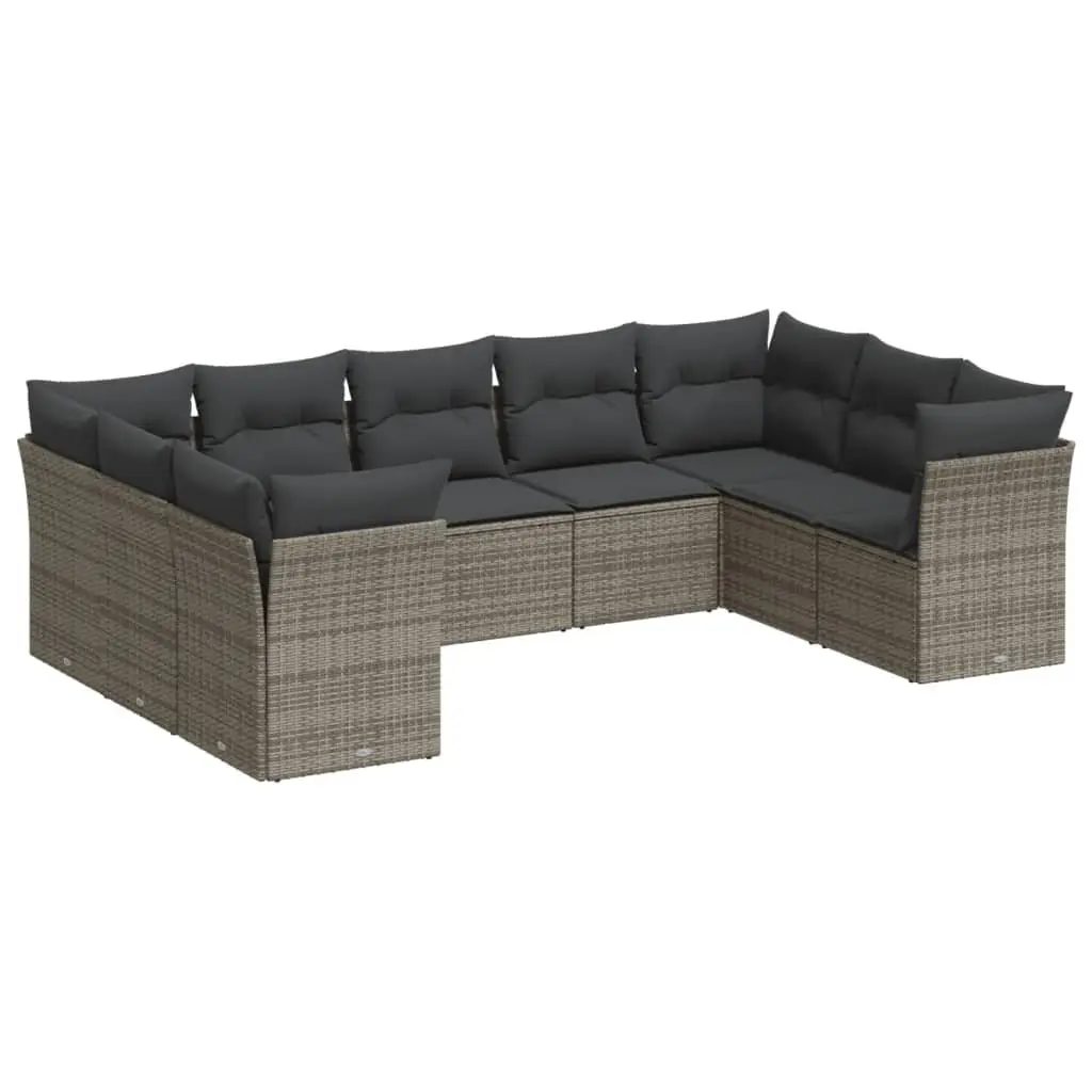 Garden Sofa Set 9 Piece Outdoor Furniture Patio Sectional Grey