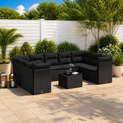 Durable 10-Piece Garden Sofa Set with Comfortable Cushions