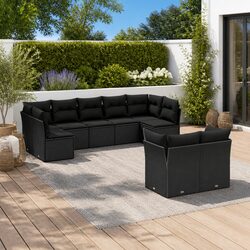 Comfortable 9 Piece Outdoor Sofa Set with Cushions