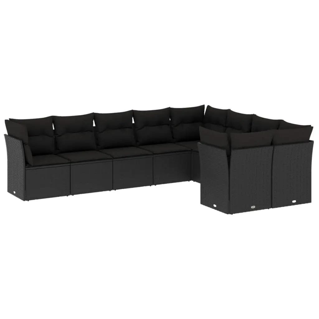 Garden Sofa Set Modular Outdoor Furniture 9 Piece Cushions Black
