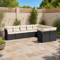 Comfortable and Durable 9 Piece Garden Sofa Set in Black