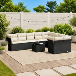 Comfortable and Durable 10-Piece Outdoor Sofa Set in Black