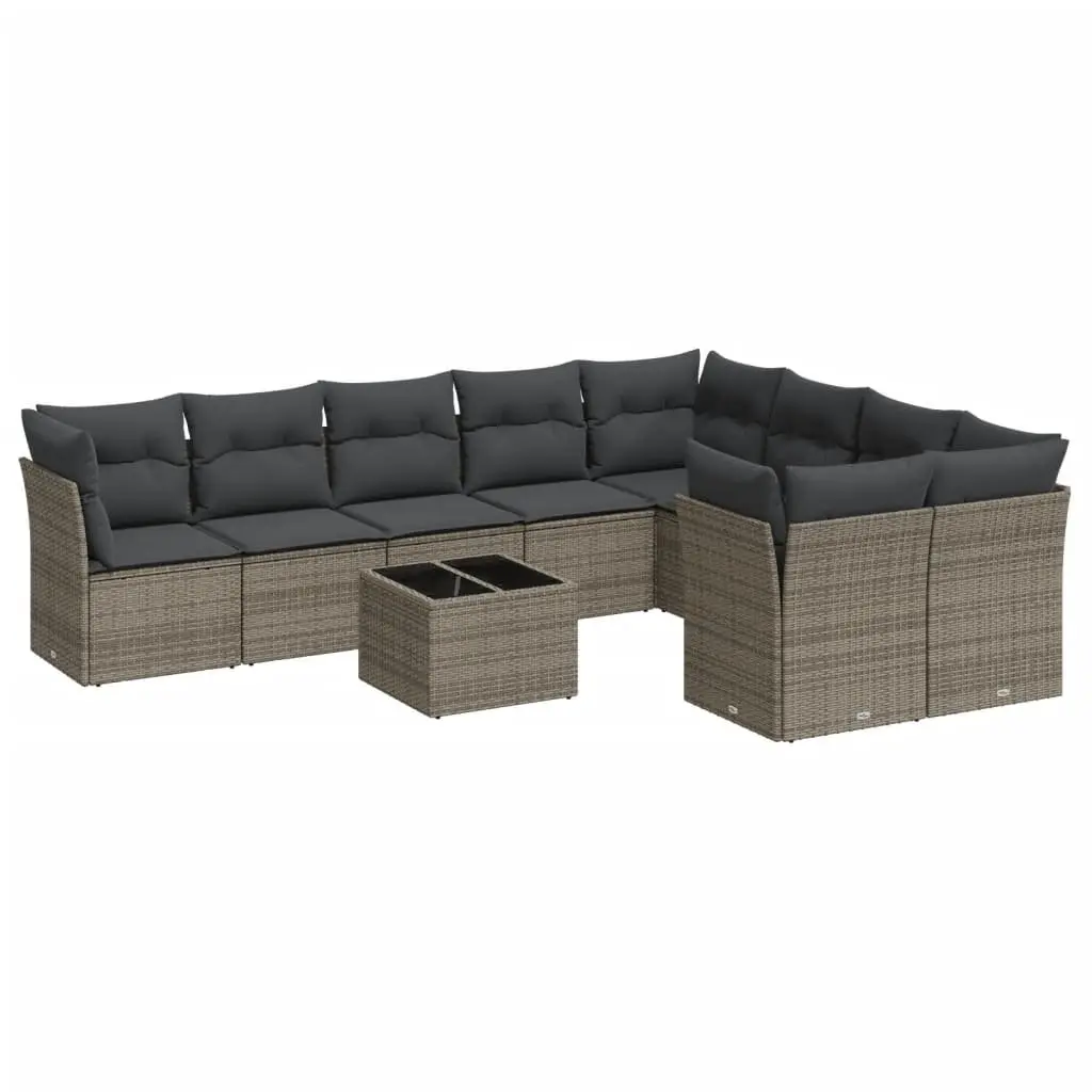 Garden Sofa Set 10 Piece Outdoor Furniture Grey Poly Rattan Modular Patio Lounge