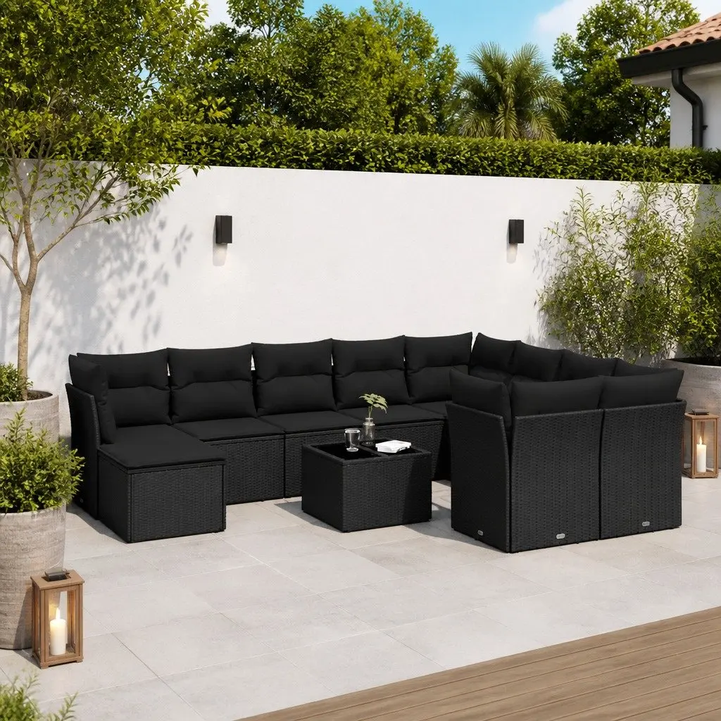 Black 10-Piece Outdoor Sofa Set