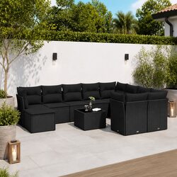 Comfortable Black 10-Piece Outdoor Sofa Set