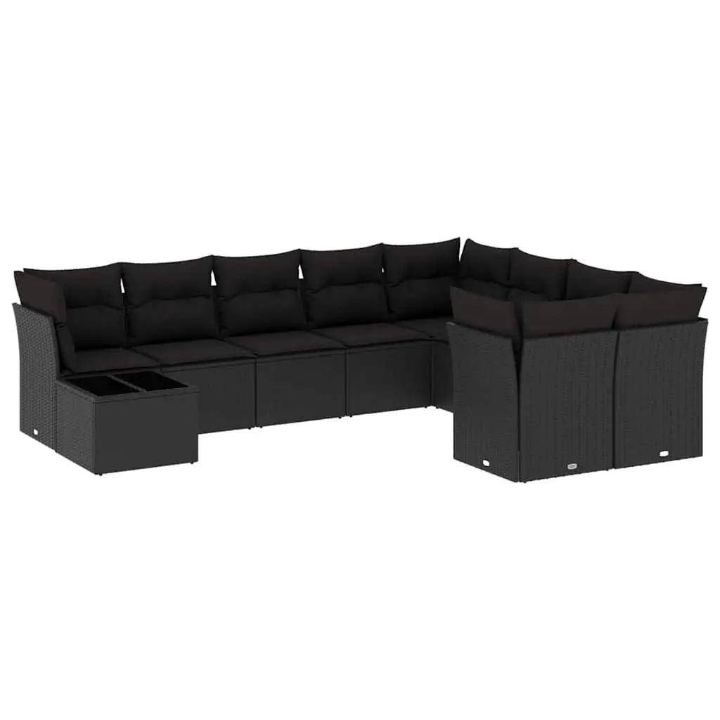 Black 10-Piece Outdoor Sofa Set