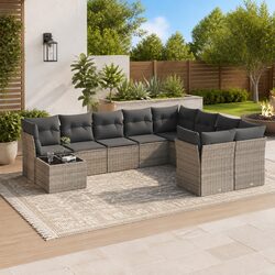 Comfortable 10 Piece Grey Sofa Set for Garden Use