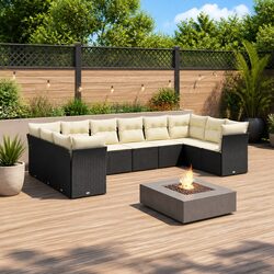 Comfortable and Durable Black Garden Sofa Set for Outdoors