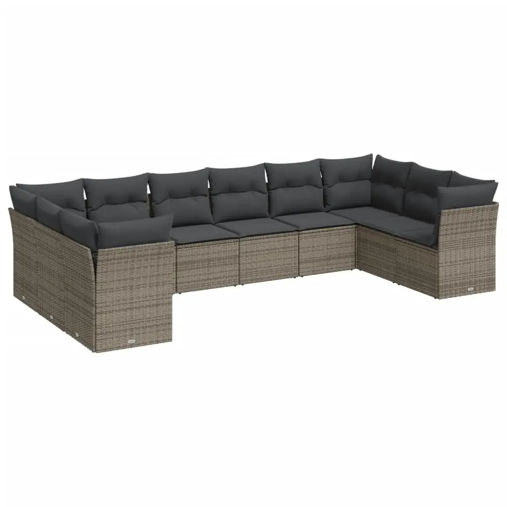 Garden Sofa Set 10 Piece Outdoor Furniture Patio Sectional Grey