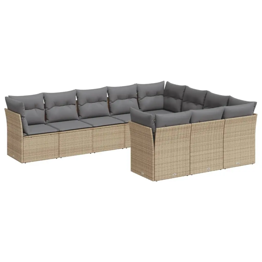 Garden Sofa Set 10 Piece Outdoor Furniture Patio Sectional Beige