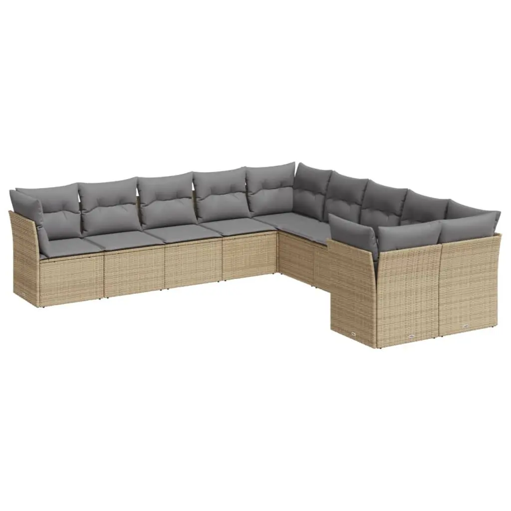 10 Piece Modular Outdoor Garden Sofa Set with Cushions Beige