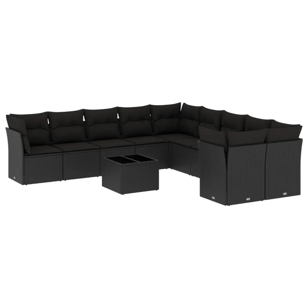 Outdoor Garden Sofa Set 11 Piece Modular Black PE Rattan Furniture Patio Lounge