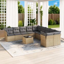 Comfortable 11-Piece Beige Garden Sofa Set for Outdoors